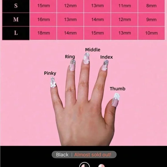 Pink and White Floral Pressed On Nail Set - Picture 3 of 7